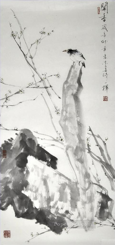岩の上のワシの伝統的な中国語油絵
